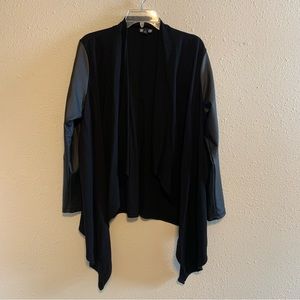 Torrid Black Ponte & Faux Leather Draped Front